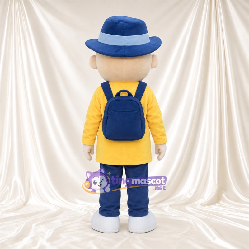 Boy Character Mascot Costume - Blue Hat and Yellow Shirt Boy Character Mascot Costume - Blue Hat and Yellow Shirt