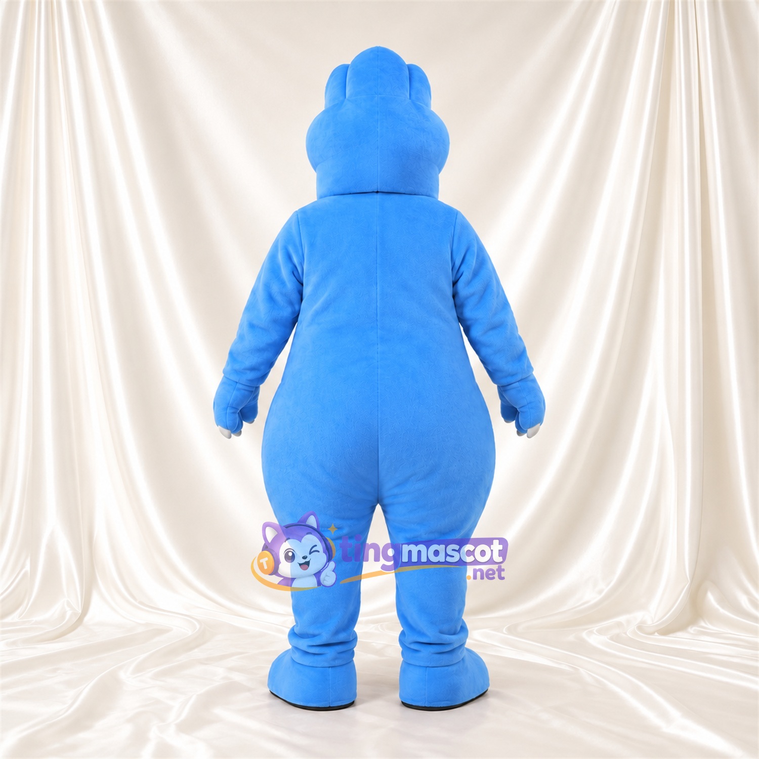 Blue Dinosaur Mascot Costume - Yellow Belly and Round Glasses Blue Dinosaur Mascot Costume - Yellow Belly and Round Glasses
