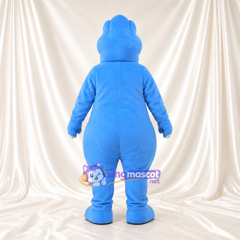 Blue Dinosaur Mascot Costume - Yellow Belly and Round Glasses Blue Dinosaur Mascot Costume - Yellow Belly and Round Glasses