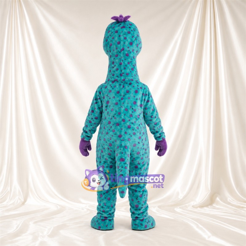 Costume de mascotte Dinosaure – turquoise – Ventre (violet); Corps tacheté Costume de mascotte Dinosaure – turquoise – Ventre (violet); Corps tacheté