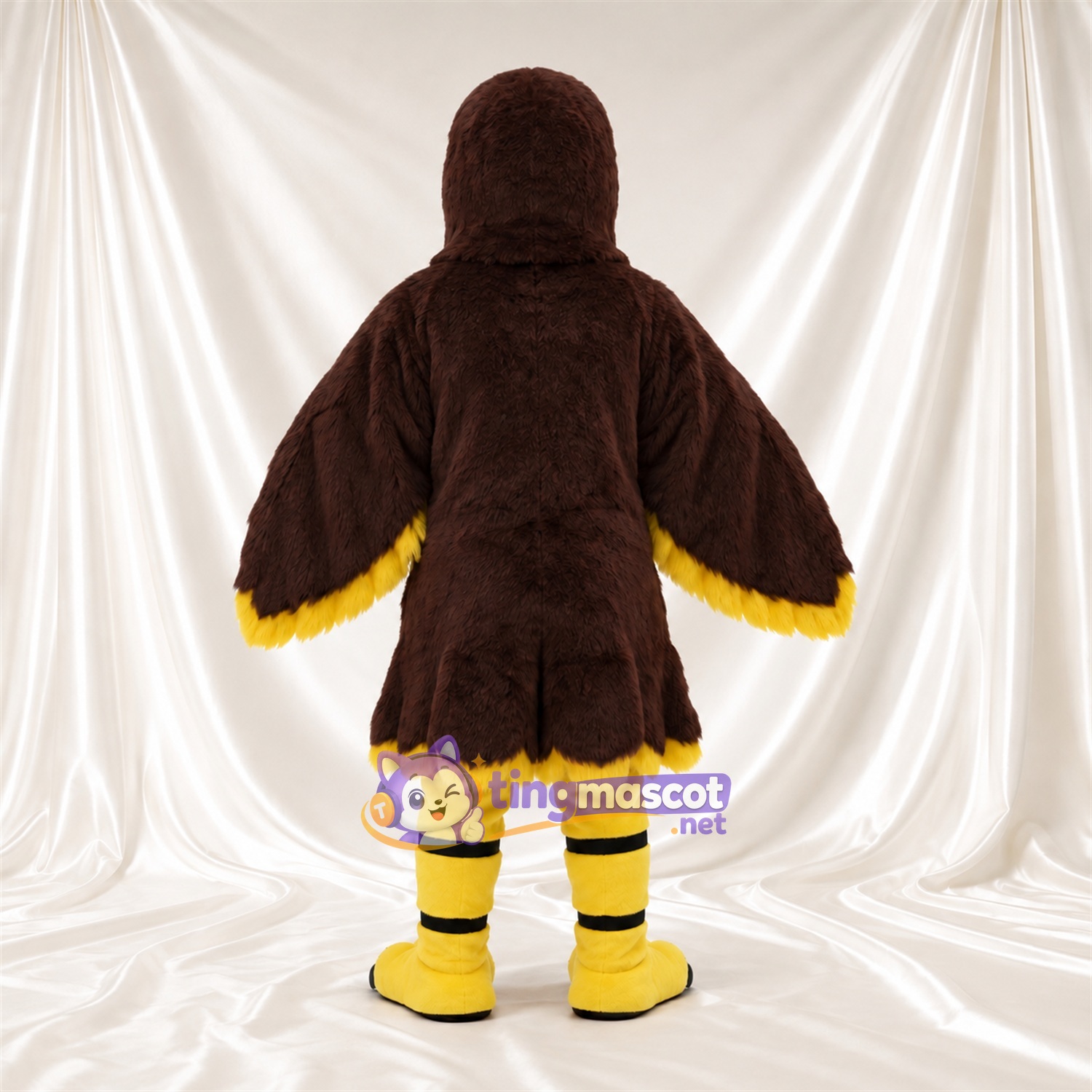 Maskottchenkostüm Habicht – braun – Brust (gelb); Flügelränder Maskottchenkostüm Habicht – braun – Brust (gelb); Flügelränder