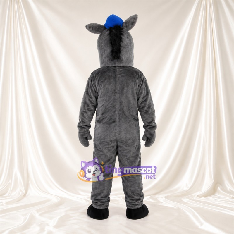 Costume de mascotte Âne – gris – Casquette (bleu); Museau (rose) Costume de mascotte Âne – gris – Casquette (bleu); Museau (rose)