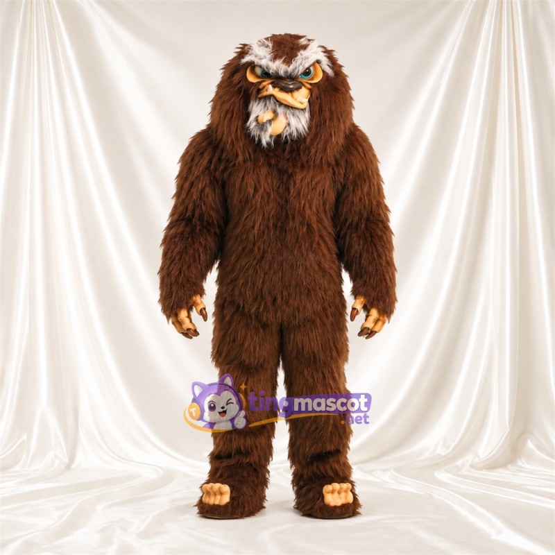 Costume de mascotte Bigfoot – marron – Fourrure hirsute; Visage Costume de mascotte Bigfoot – marron – Fourrure hirsute; Visage