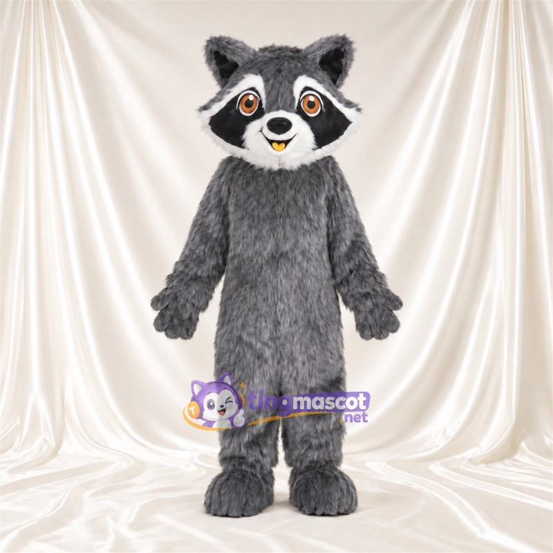 Costume de mascotte Raton laveur – gris – Masque autour des yeux (noir); Joues (blanc) Costume de mascotte Raton laveur – gris – Masque autour des yeux (noir); Joues (blanc)