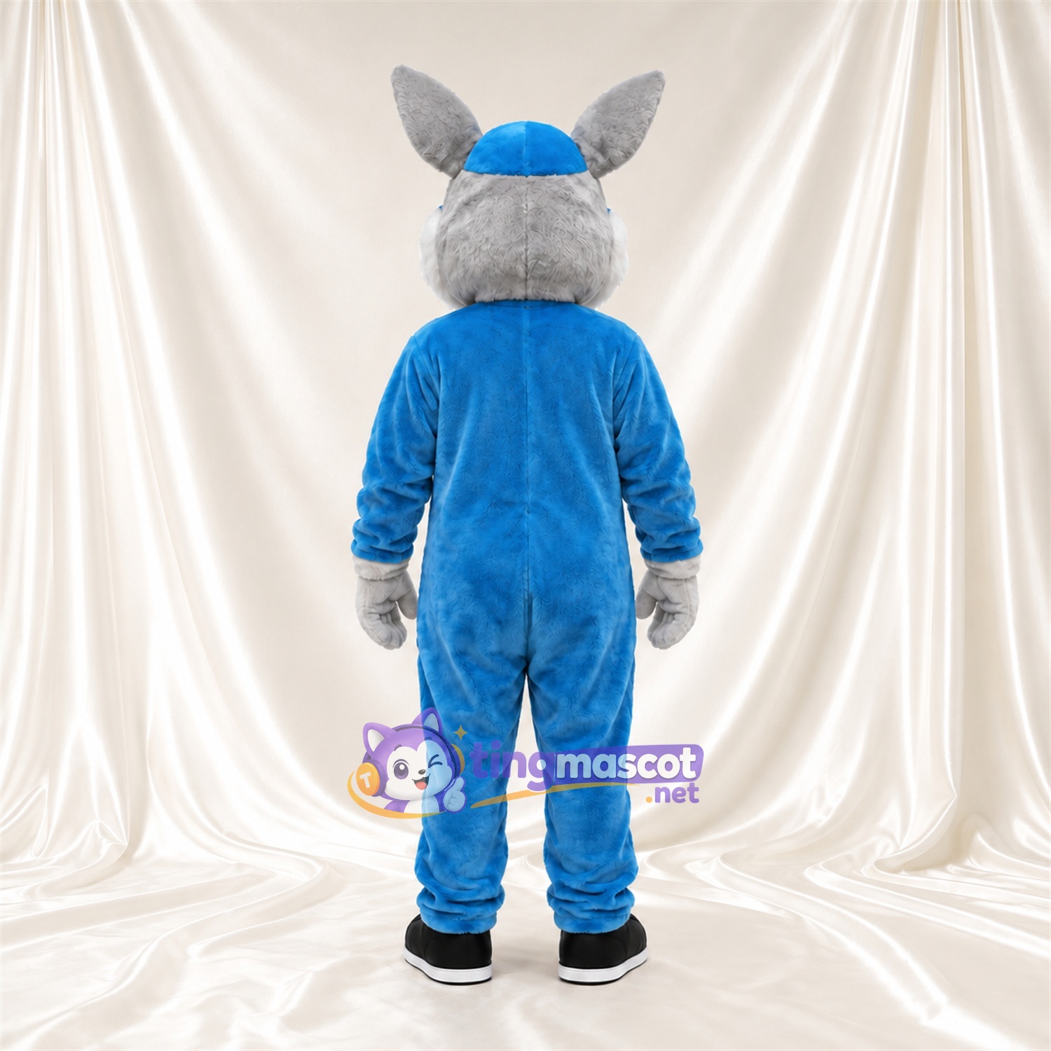 Blue Donkey Mascot Costume - Gray Ears and Black Sneakers Blue Donkey Mascot Costume - Gray Ears and Black Sneakers