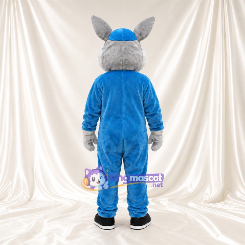 Blue Donkey Mascot Costume - Gray Ears and Black Sneakers Blue Donkey Mascot Costume - Gray Ears and Black Sneakers