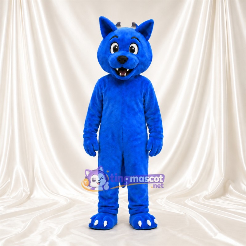 Costume de mascotte Loup – bleu – Oreilles pointues; Griffes (blanc) Costume de mascotte Loup – bleu – Oreilles pointues; Griffes (blanc)