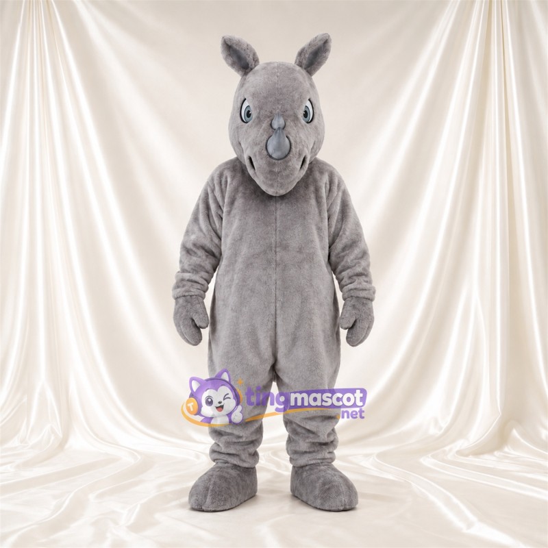 Costume de mascotte Rhinocéros – gris – Corne (court); Oreilles (dressé)