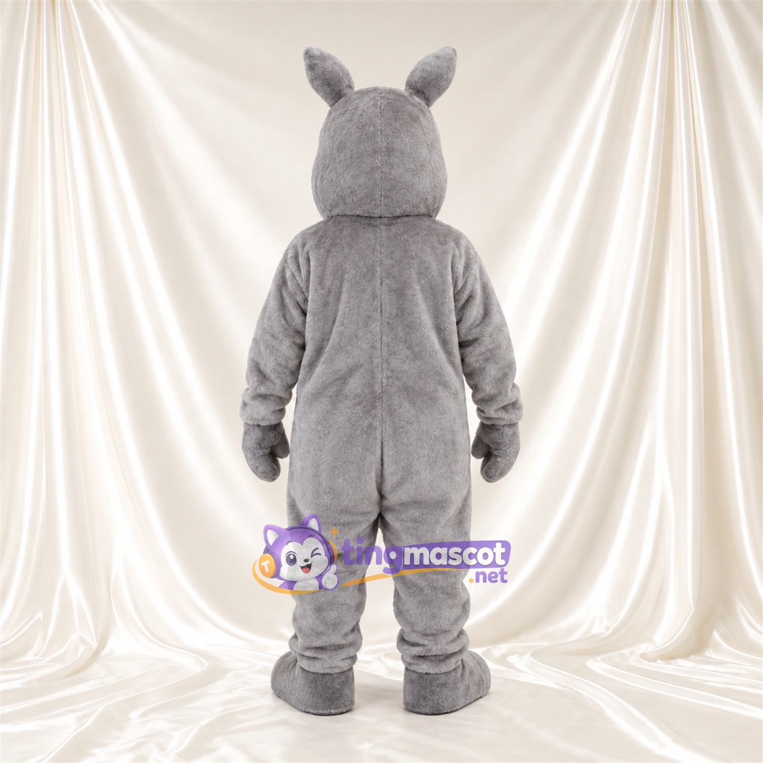 Costume de mascotte Rhinocéros – gris – Corne (court); Oreilles (dressé) Costume de mascotte Rhinocéros – gris – Corne (court); Oreilles (dressé)