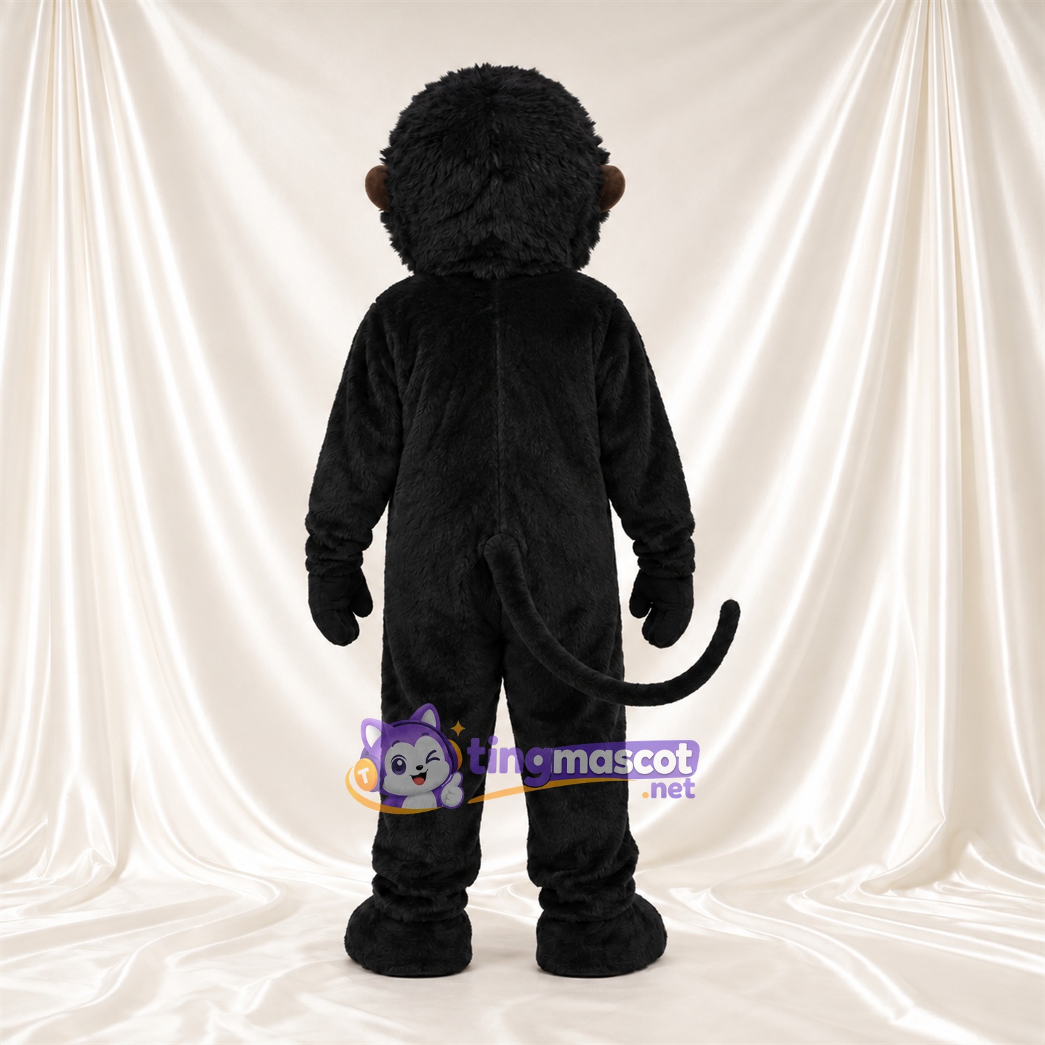 Black Monkey Mascot Costume - Brown Face and Long Tail Black Monkey Mascot Costume - Brown Face and Long Tail