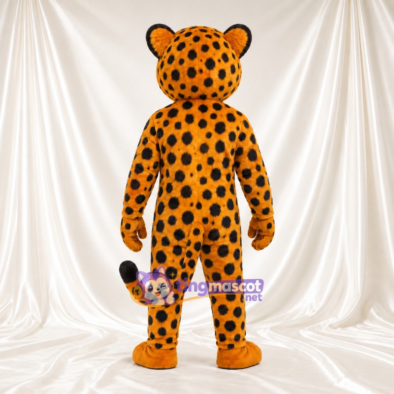 Costume de mascotte Léopard – orange – Taches (noir); Longue queue Costume de mascotte Léopard – orange – Taches (noir); Longue queue