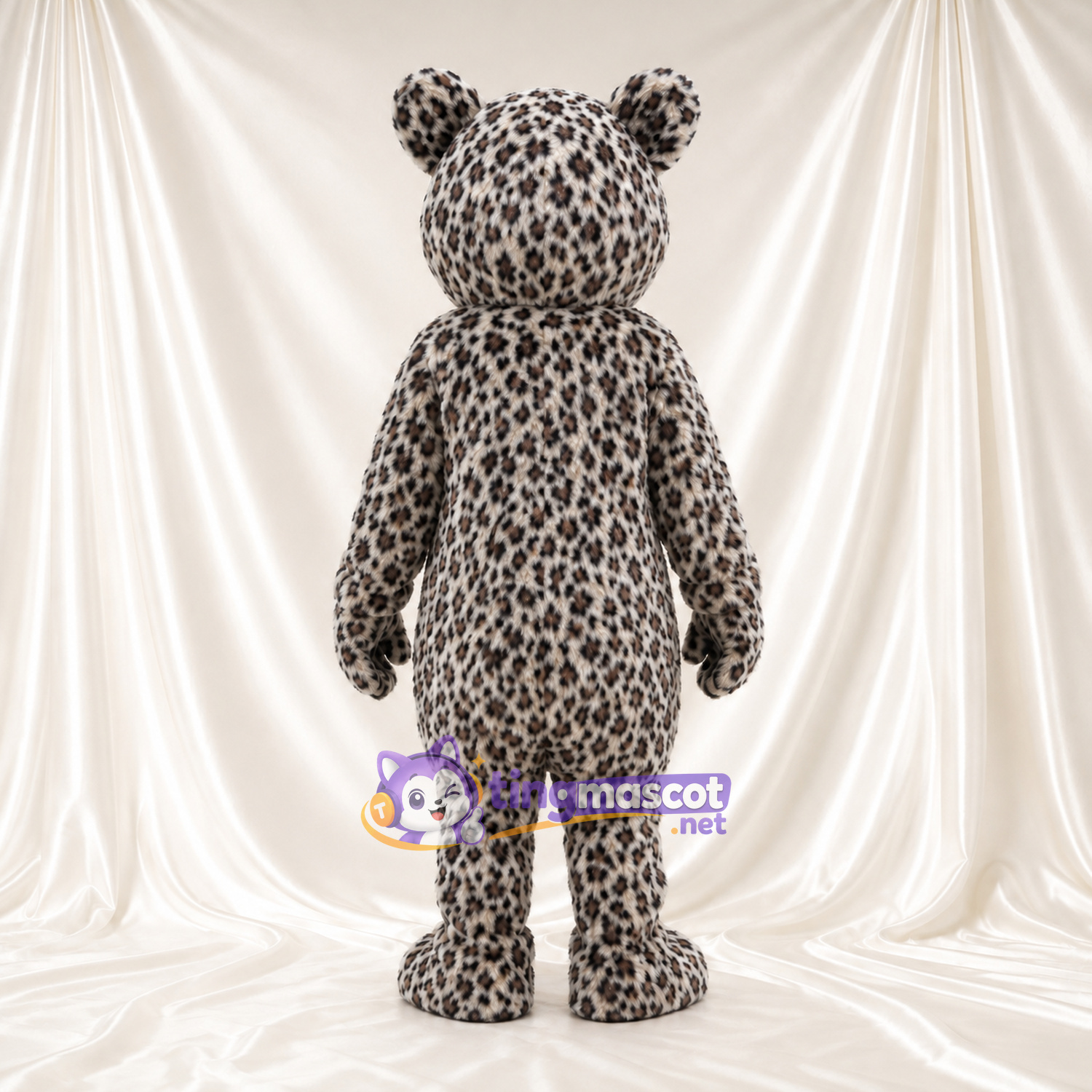 Costume de mascotte Léopard des neiges – blanc – Taches (noir); Bouche (souriant) Costume de mascotte Léopard des neiges – blanc – Taches (noir); Bouche (souriant)