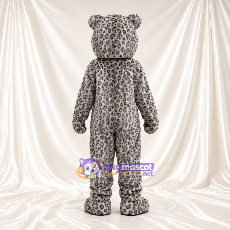 Gray Snow Leopard Mascot Costume - White Cheeks and Pink Nose Gray Snow Leopard Mascot Costume - White Cheeks and Pink Nose