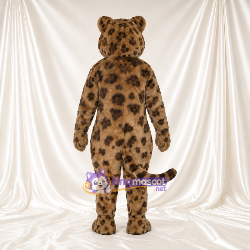 Brown Leopard Mascot Costume - Blue Eyes and Large Rosette Spots Brown Leopard Mascot Costume - Blue Eyes and Large Rosette Spots