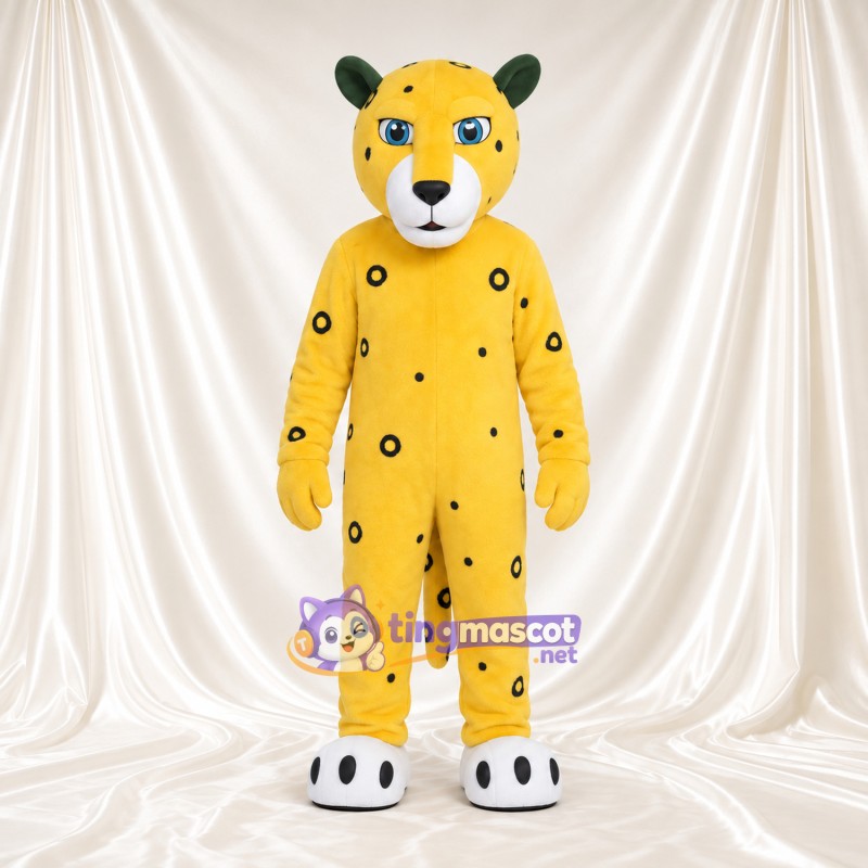 Costume de mascotte Léopard – jaune – Oreilles (vert); Taches (noir) Costume de mascotte Léopard – jaune – Oreilles (vert); Taches (noir)