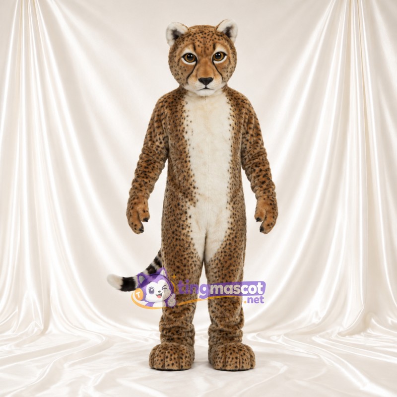 Brown Cheetah Mascot Costume - Cream Chest and Ringed Tail Brown Cheetah Mascot Costume - Cream Chest and Ringed Tail