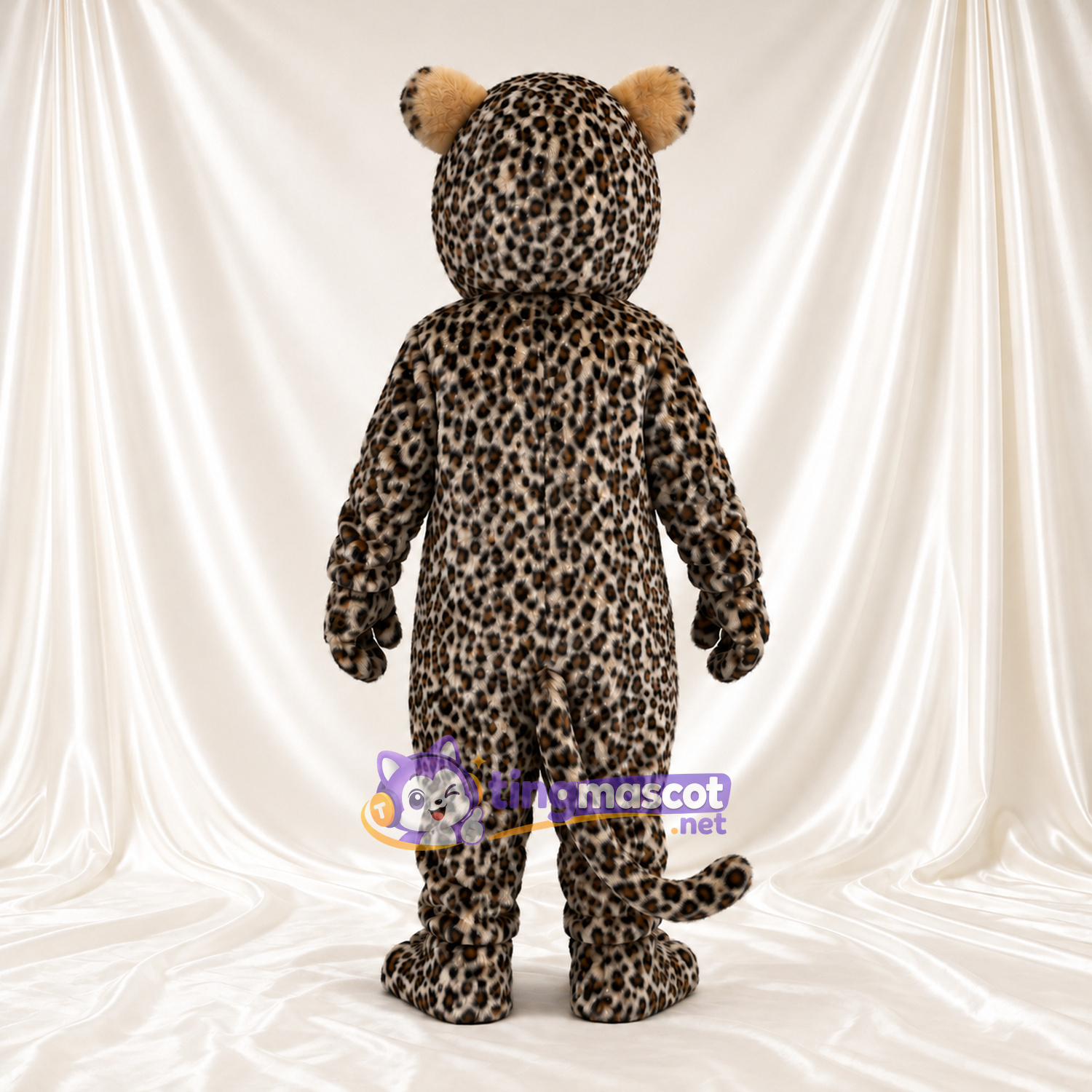Black and White Leopard Mascot Costume - White Muzzle and Tan Ears Black and White Leopard Mascot Costume - White Muzzle and Tan Ears