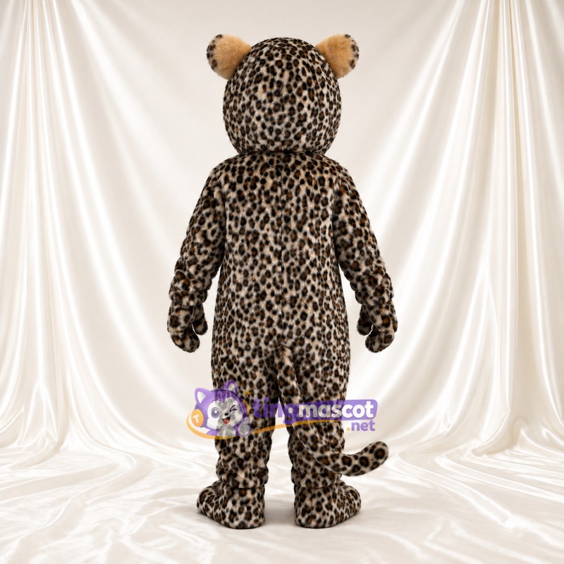 Black and White Leopard Mascot Costume - White Muzzle and Tan Ears Black and White Leopard Mascot Costume - White Muzzle and Tan Ears