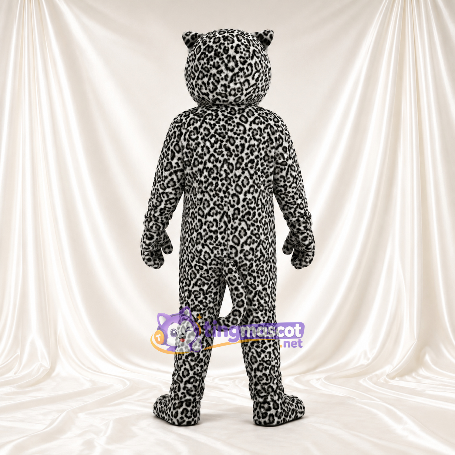 Black and White Leopard Mascot Costume - White Belly and Long Fangs Black and White Leopard Mascot Costume - White Belly and Long Fangs