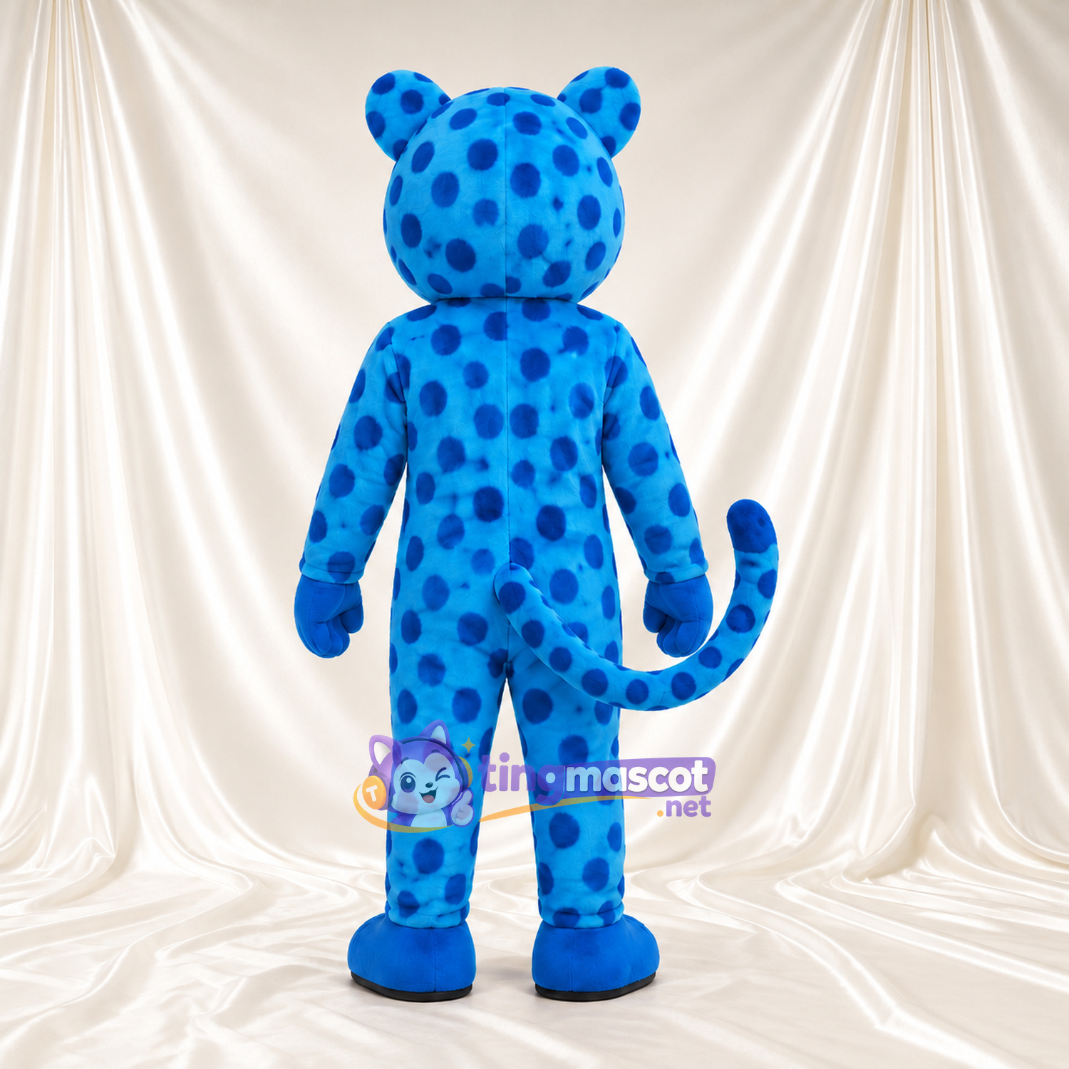 Blue Leopard Mascot Costume - Dark Blue Spots and Yellow Eyes Blue Leopard Mascot Costume - Dark Blue Spots and Yellow Eyes