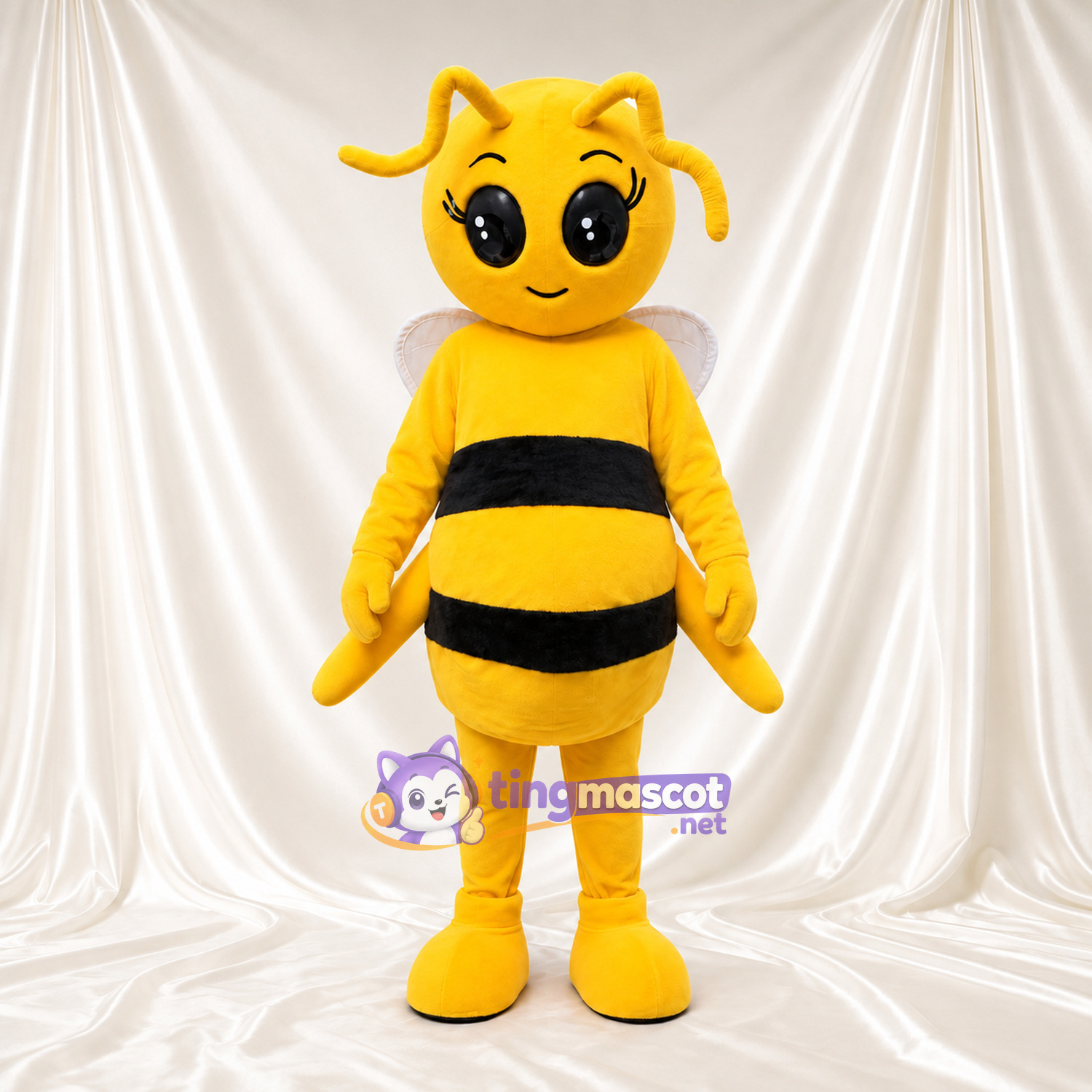 Costume de mascotte Abeille – jaune – Corps (noir); Antennes (courbé) Costume de mascotte Abeille – jaune – Corps (noir); Antennes (courbé)
