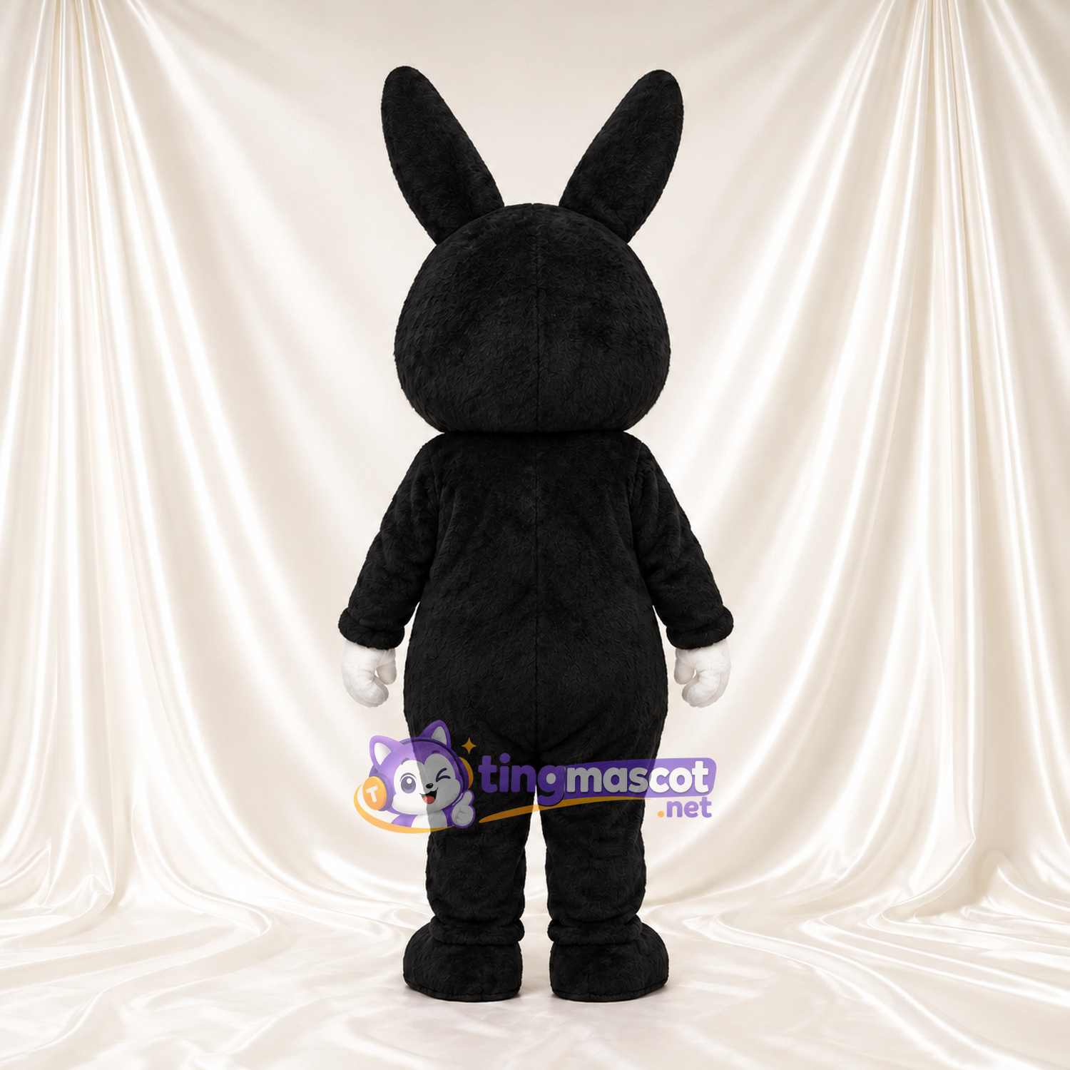 Black and White Rabbit Mascot Costume - Red Nose and Button Belly Black and White Rabbit Mascot Costume - Red Nose and Button Belly