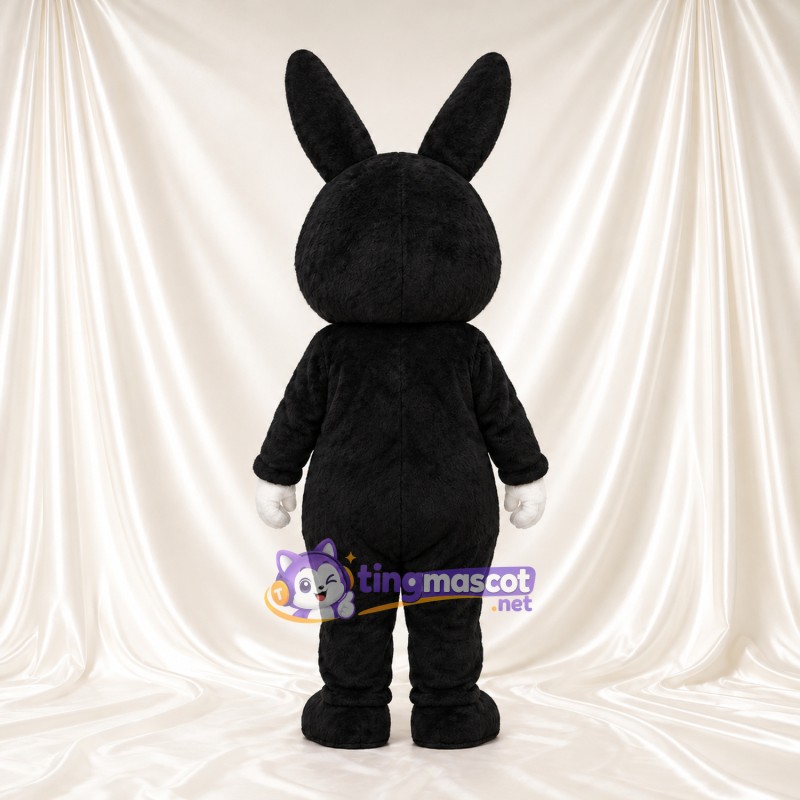 Black and White Rabbit Mascot Costume - Red Nose and Button Belly Black and White Rabbit Mascot Costume - Red Nose and Button Belly