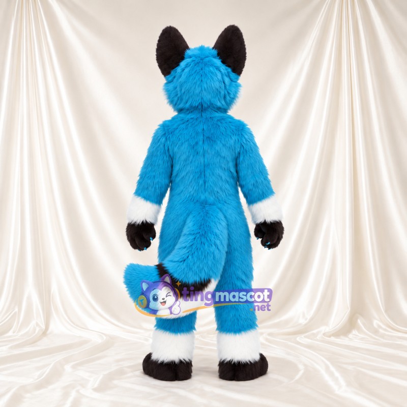 Costume de mascotte Renard – bleu – Ventre (blanc); Pattes (noir) Costume de mascotte Renard – bleu – Ventre (blanc); Pattes (noir)