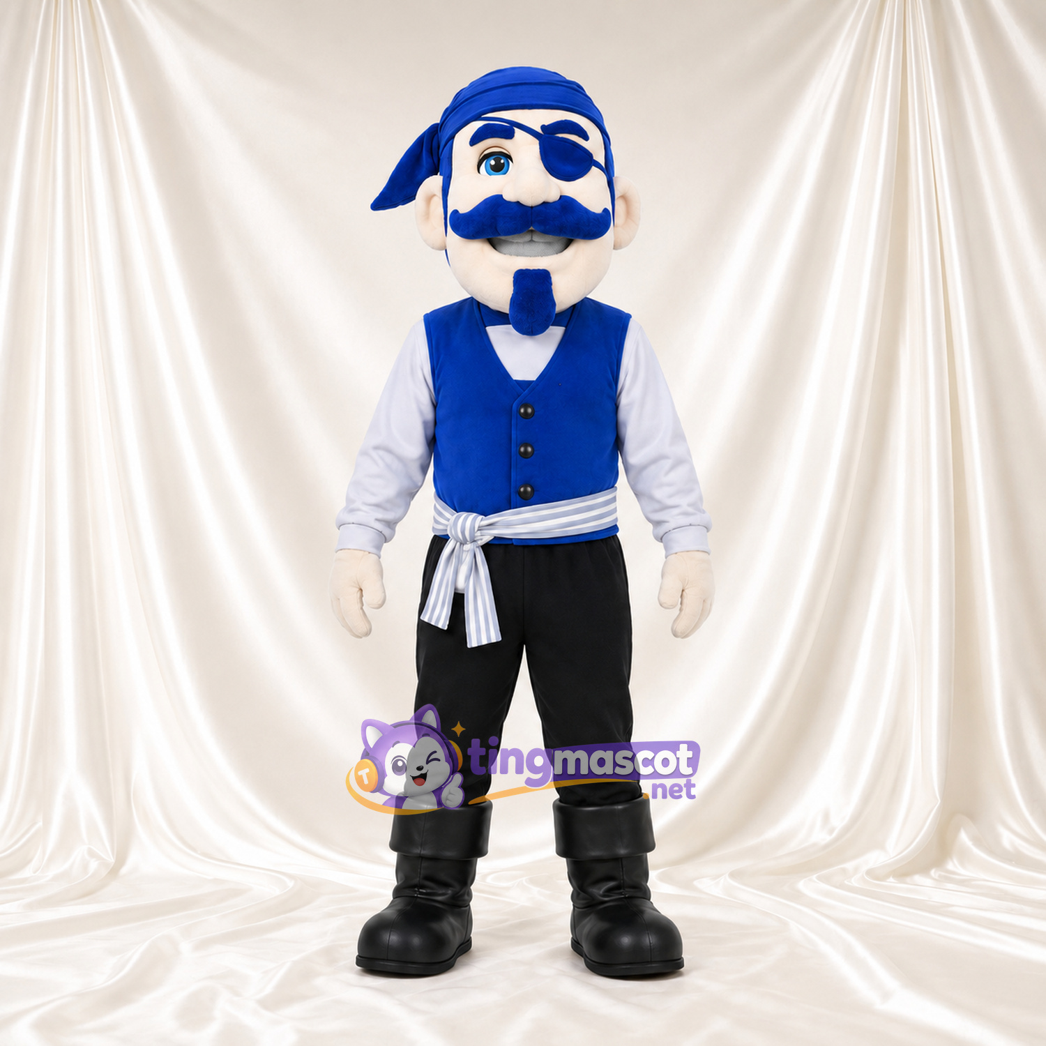 Maskottchenkostüm Pirat – blau – Weste (blau); Schärpe (weiß) Maskottchenkostüm Pirat – blau – Weste (blau); Schärpe (weiß)