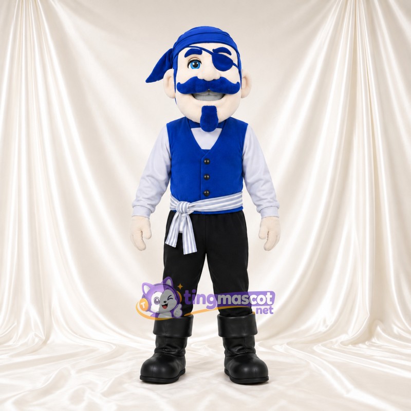 Maskottchenkostüm Pirat – blau – Weste (blau); Schärpe (weiß) Maskottchenkostüm Pirat – blau – Weste (blau); Schärpe (weiß)