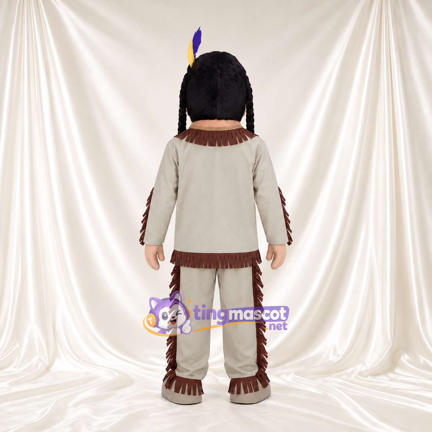 Costume de mascotte Guerrier – selon la photo – Cheveux; Franges (beige); Tenue