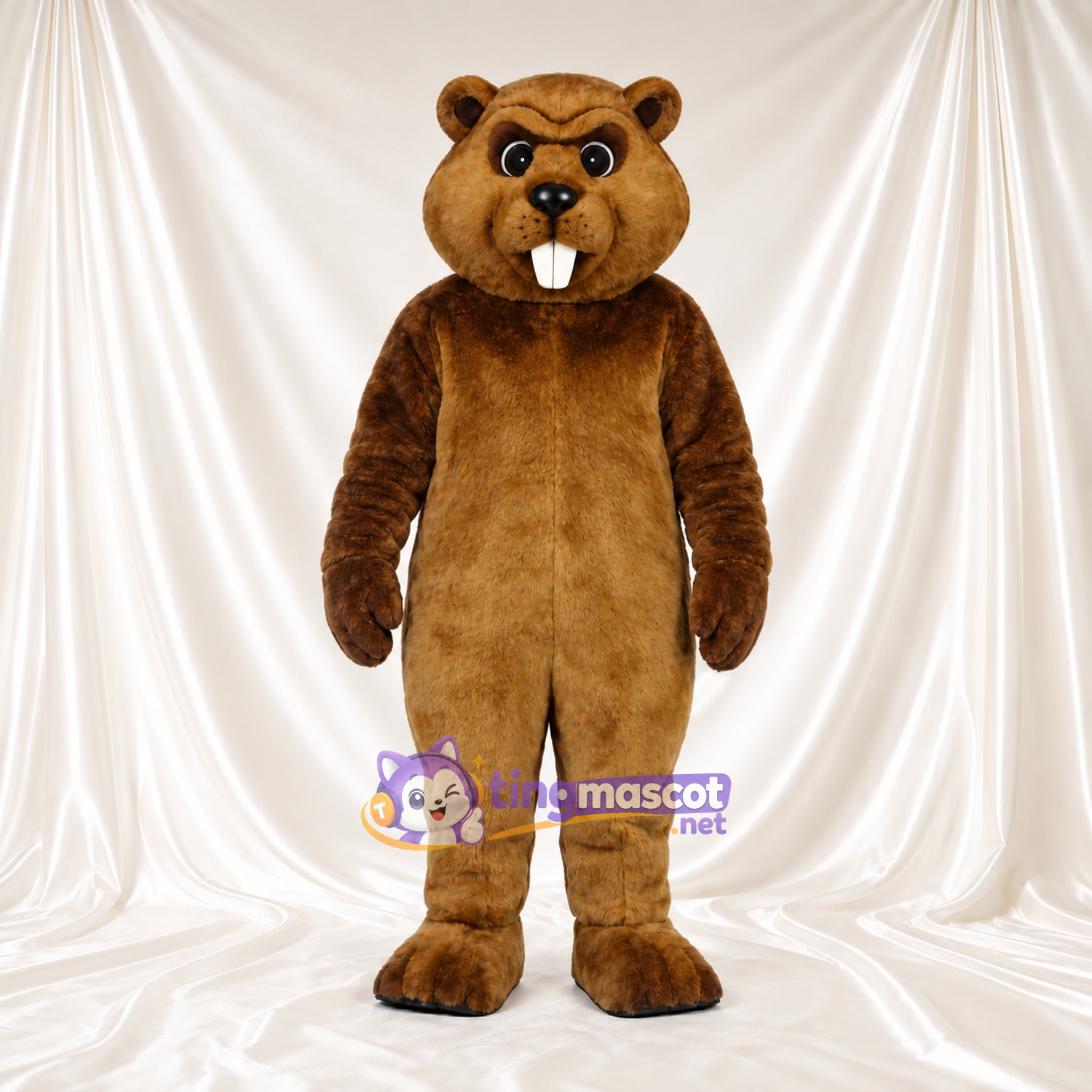 Costume de mascotte Castor – marron – Devant (grand); Dents; Ventre (brun clair) Costume de mascotte Castor – marron – Devant (grand); Dents; Ventre (brun clair)