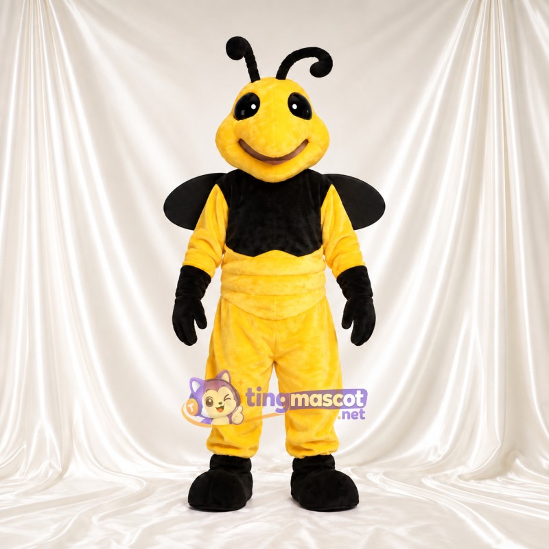 Costume de mascotte Abeille – jaune – Gilet (noir); Ailes (noir) Costume de mascotte Abeille – jaune – Gilet (noir); Ailes (noir)