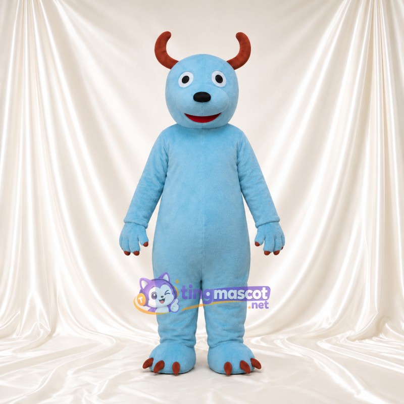 Costume de mascotte Monstre – bleu – Cornes (marron); Griffes Costume de mascotte Monstre – bleu – Cornes (marron); Griffes