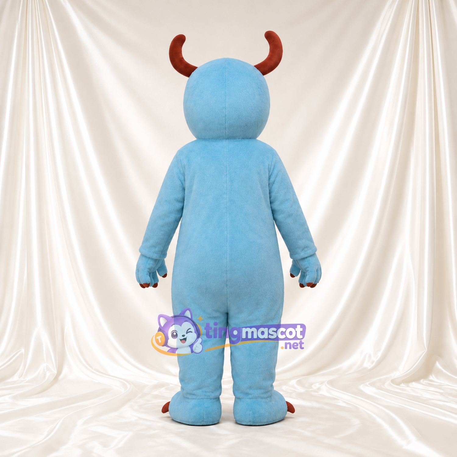 Costume de mascotte Monstre – bleu – Cornes (marron); Griffes Costume de mascotte Monstre – bleu – Cornes (marron); Griffes