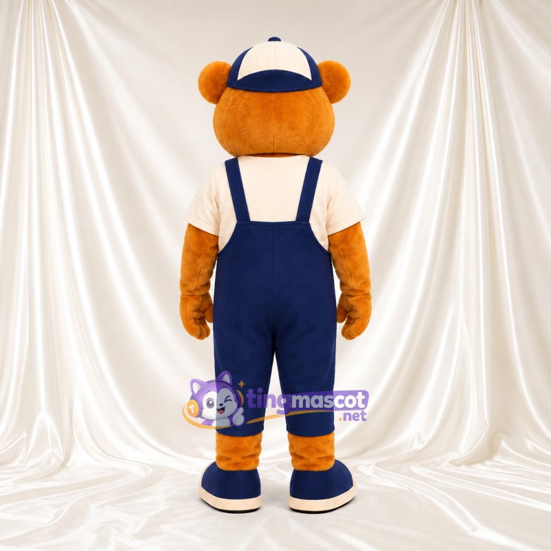 Golden Bear Mascot Costume - Blue Overalls and Baseball Cap Golden Bear Mascot Costume - Blue Overalls and Baseball Cap