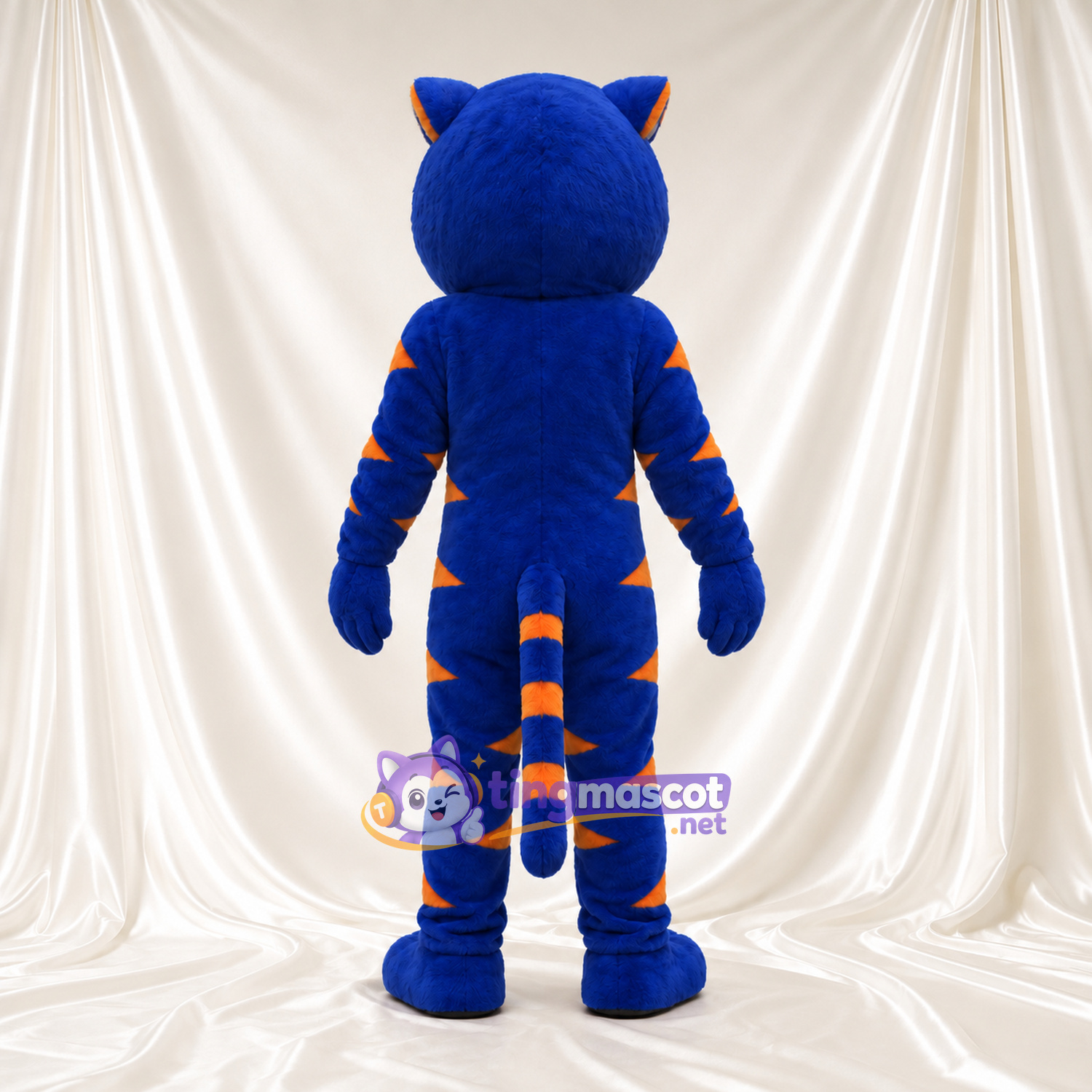 Blue Tiger Mascot Costume - Orange Stripes and White Belly Blue Tiger Mascot Costume - Orange Stripes and White Belly