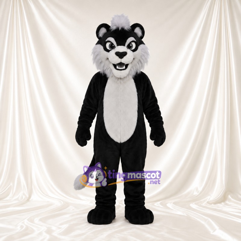 Black and White Skunk Mascot Costume - Gray Forelock and White Belly Black and White Skunk Mascot Costume - Gray Forelock and White Belly