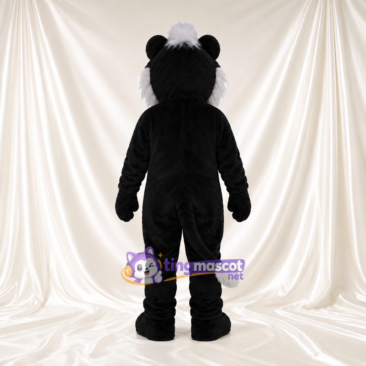 Black and White Skunk Mascot Costume - Gray Forelock and White Belly Black and White Skunk Mascot Costume - Gray Forelock and White Belly