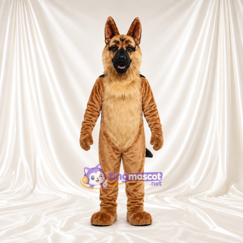 Costume de mascotte Berger allemand – selon la photo – Fourrure (brun clair); Museau (noir) Costume de mascotte Berger allemand – selon la photo – Fourrure (brun clair); Museau (noir)