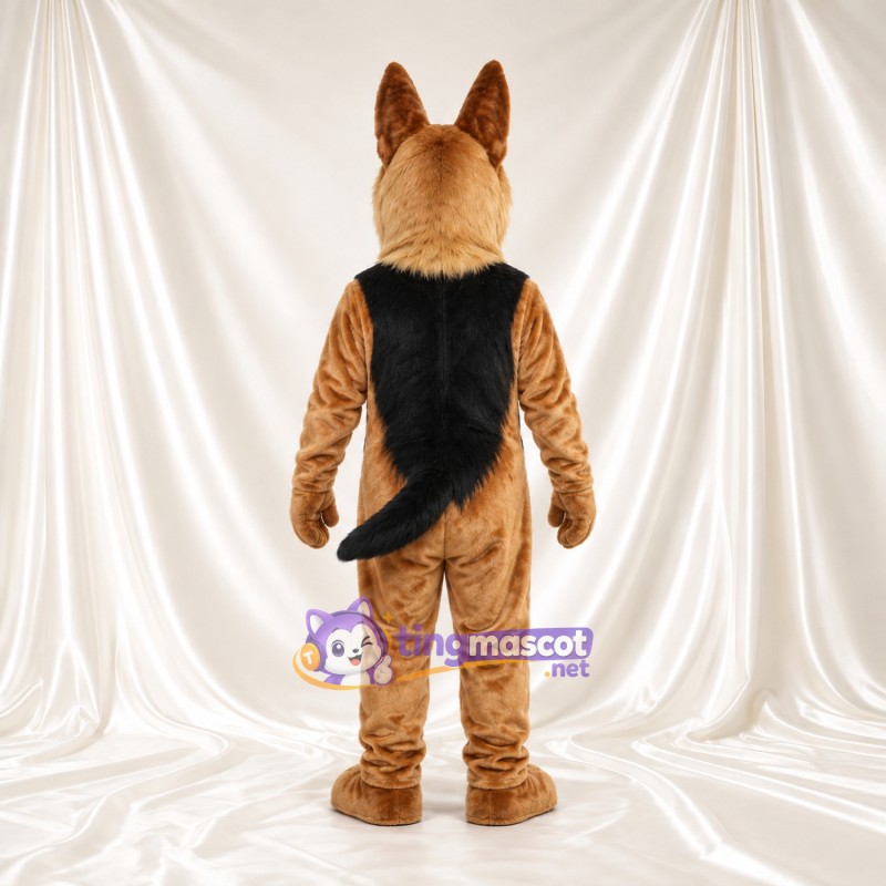 Maskottchenkostüm Deutscher Schäferhund – wie abgebildet – Fell (hellbraun); Schnauze (schwarz) Maskottchenkostüm Deutscher Schäferhund – wie abgebildet – Fell (hellbraun); Schnauze (schwarz)