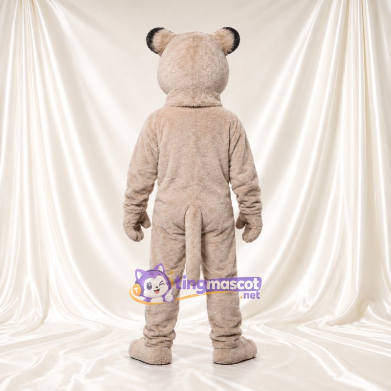 Costume de mascotte Puma – brun clair – Nez (rose); Sourire Costume de mascotte Puma – brun clair – Nez (rose); Sourire