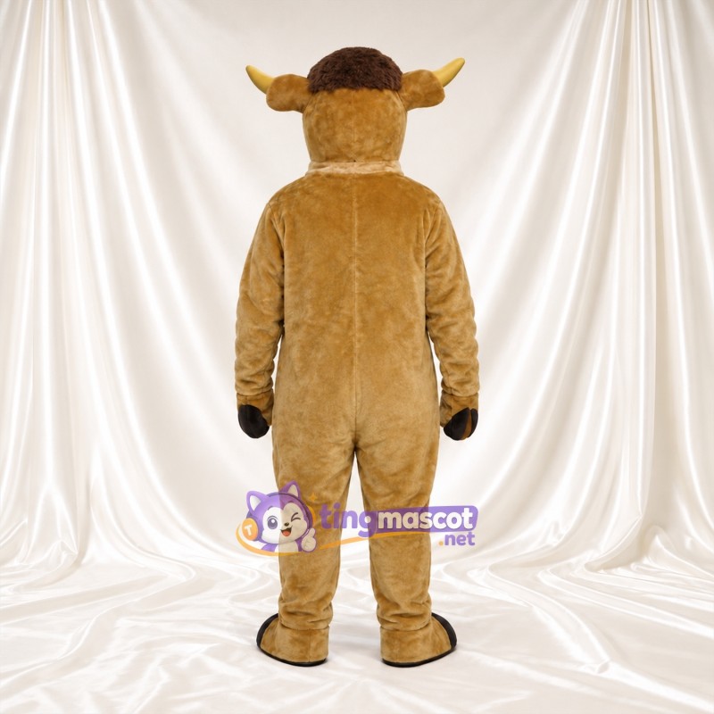 Costume de mascotte Taureau – brun clair – Cornes (court, jaune); Sabots (noir) Costume de mascotte Taureau – brun clair – Cornes (court, jaune); Sabots (noir)