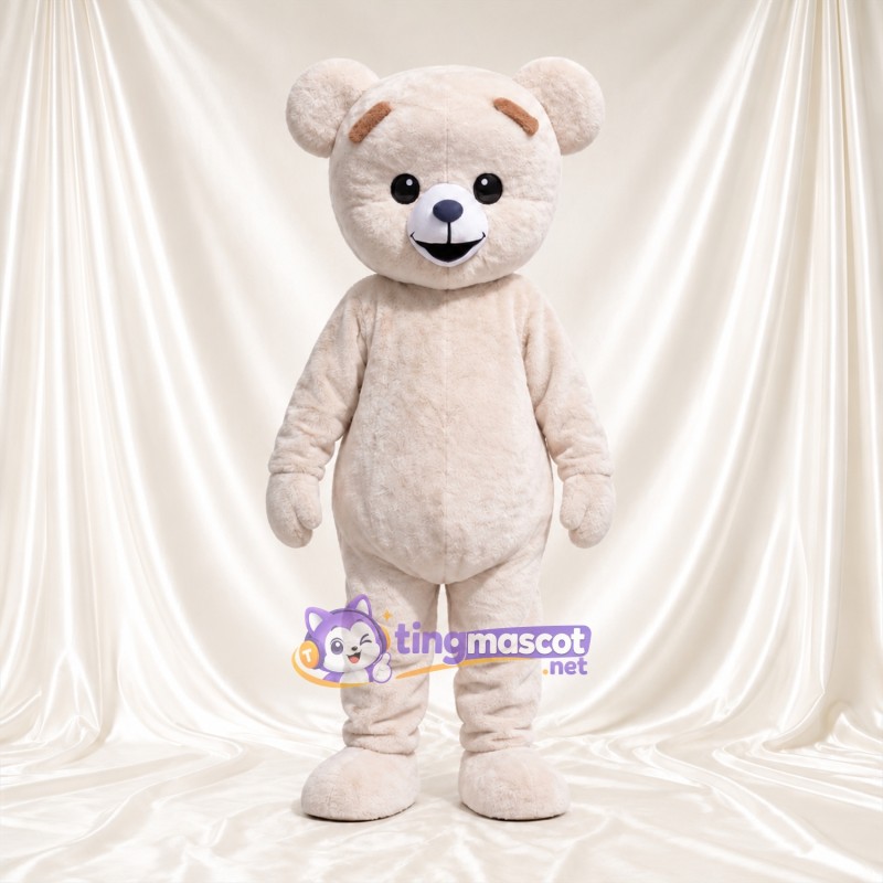 Costume de mascotte Ours – crème – Tête (rond) Costume de mascotte Ours – crème – Tête (rond)