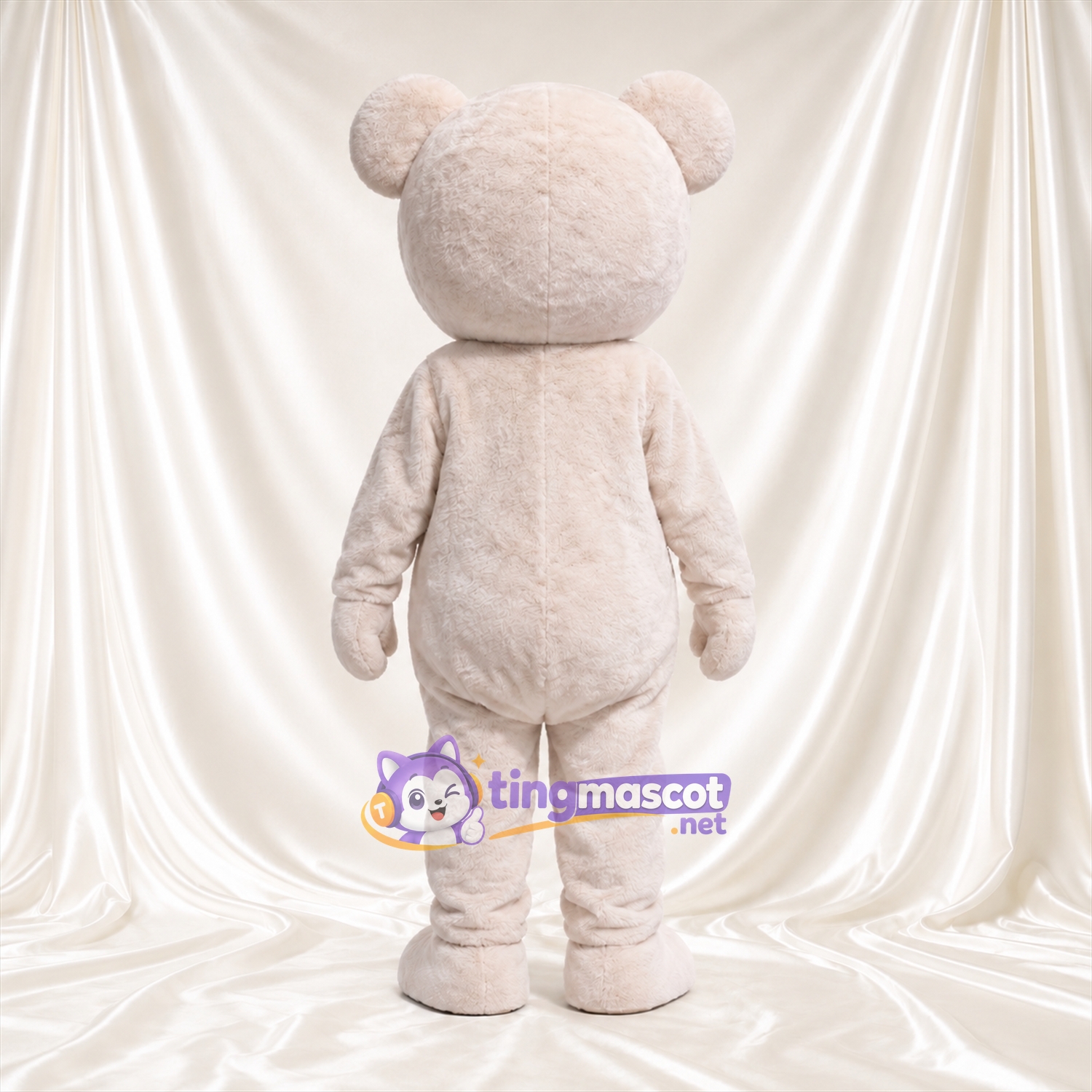 Costume de mascotte Ours – crème – Tête (rond)