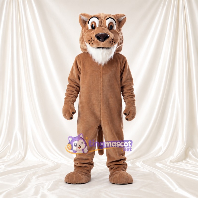 Costume de mascotte Loup – marron – Museau allongé (blanc)