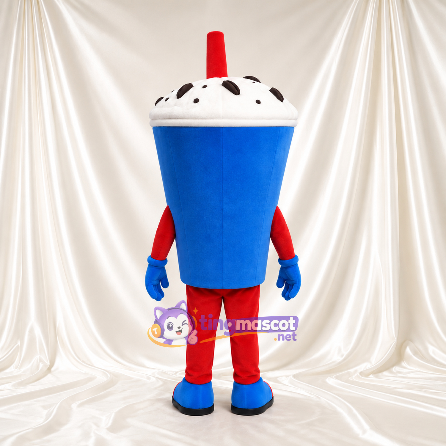 Costume de mascotte Gobelet de milkshake – bleu – Pantalon (rouge, rouge) Costume de mascotte Gobelet de milkshake – bleu – Pantalon (rouge, rouge)