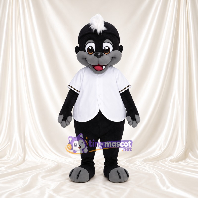 Costume de mascotte Mouffette – noir – Chemise (blanc); Joues (gris) Costume de mascotte Mouffette – noir – Chemise (blanc); Joues (gris)