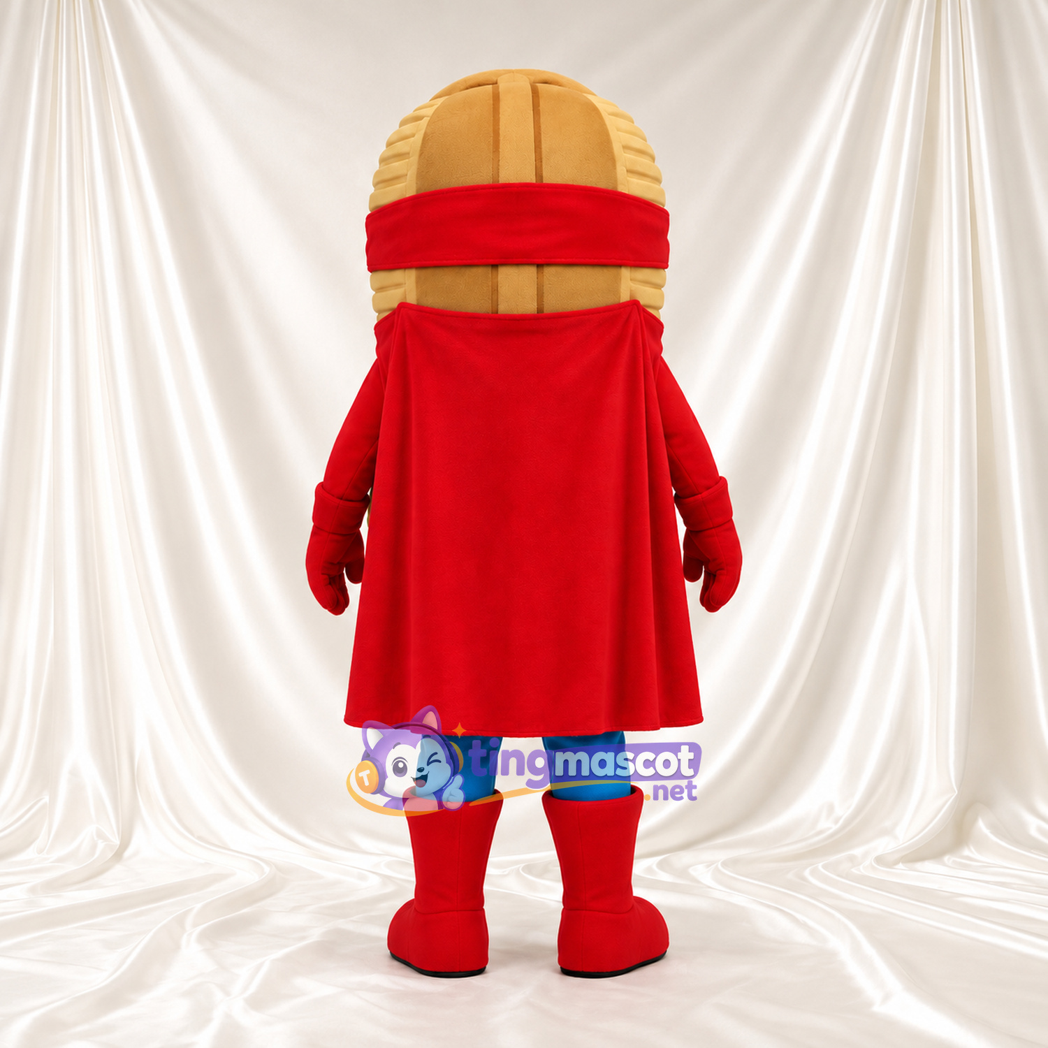 Erdnuss-Superheld-Maskottchenkostüm – rote Maske und roter Umhang Erdnuss-Superheld-Maskottchenkostüm – rote Maske und roter Umhang