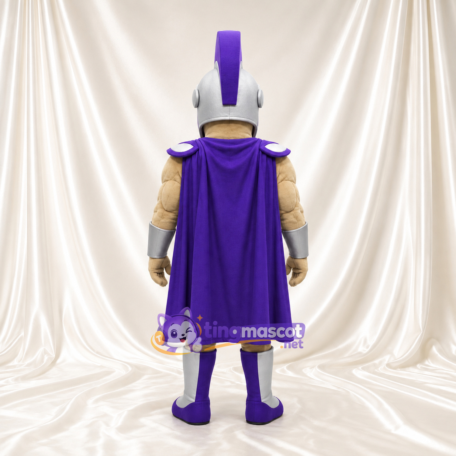 Costume de mascotte Guerrier romain – selon la photo – Armure (argenté); Cape (violet) Costume de mascotte Guerrier romain – selon la photo – Armure (argenté); Cape (violet)